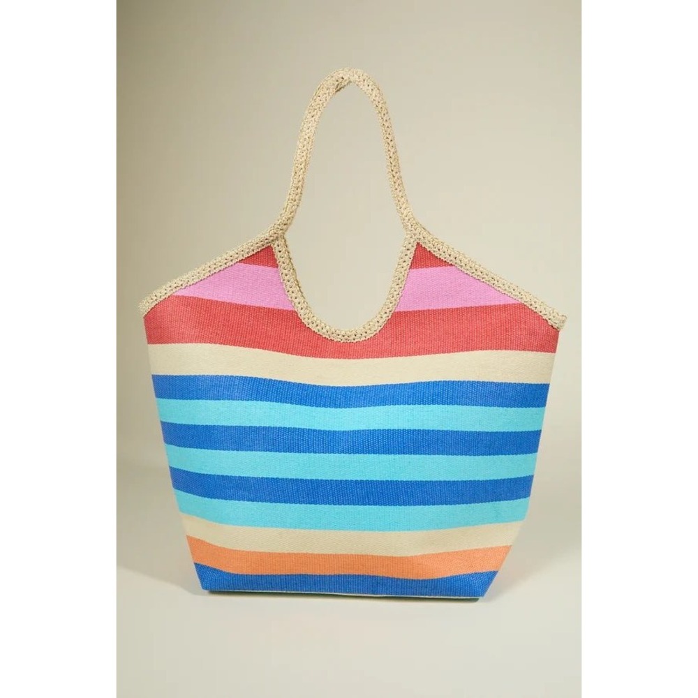 Altar'd State Woven Straw Tote Bag Multi Color Striped Beach Shoulder Bag Summer